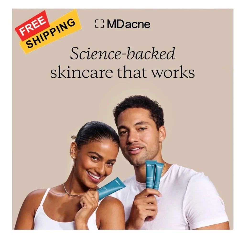 MDacne Hydrating Facial Cleanser & Moisturizer Salicylic Acid .5% Acne Treatment